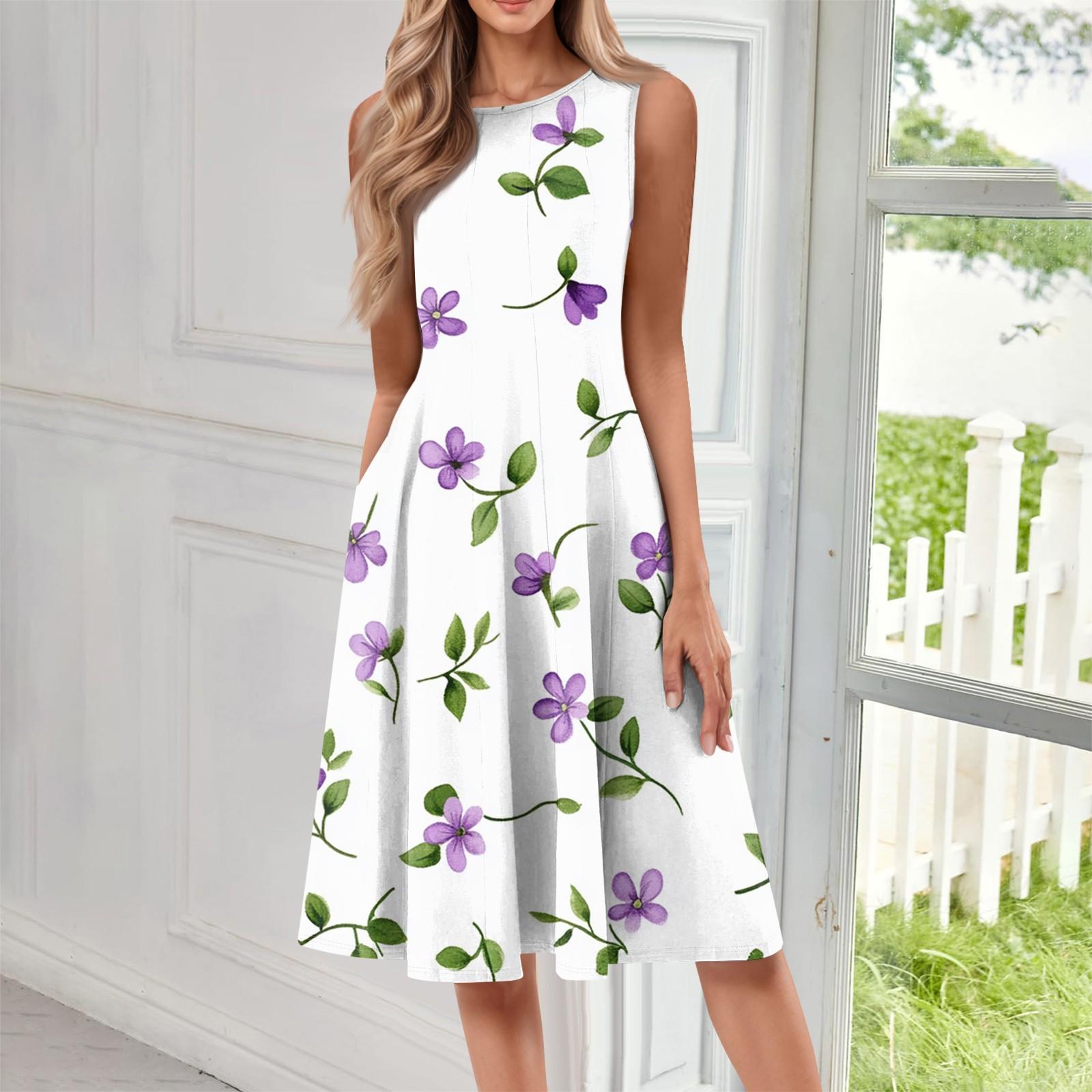 Женское повседневное модное платье миди с цветочным принтом и круглым вырезом без рукавов L фиолетовый
Женское повседневное модное платье миди с цветочным принтом и круглым вырезом без рукавов L фиолетовый