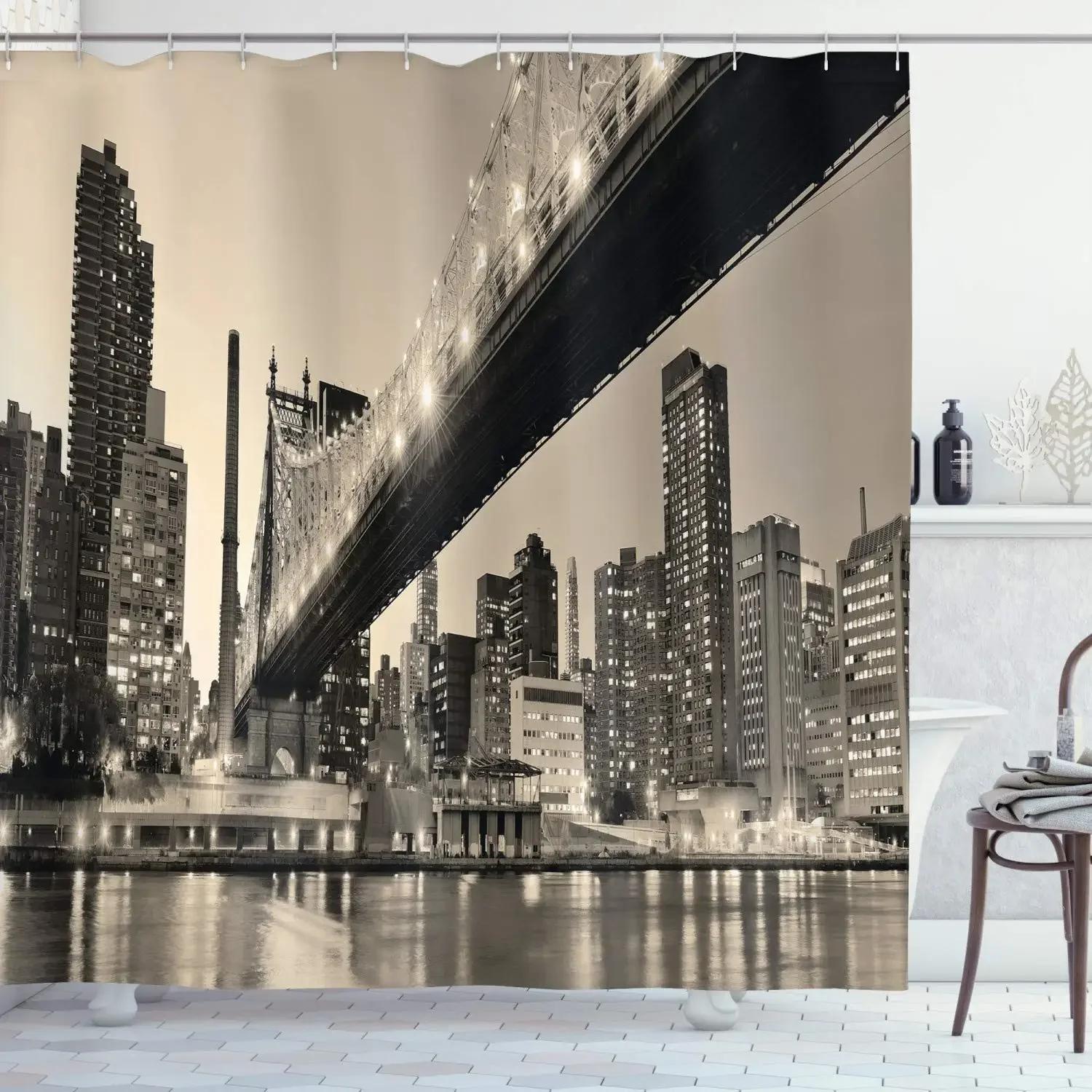 New York Shower Curtain Grey Night City Bathroom Curtain City View Modern Life Theme Waterproof Polyester Fabric With Hooks W60H190(CM)-1 Pcs
New York Shower Curtain Grey Night City Bathroom Curtain City View Modern Life Theme Waterproof Polyester Fabric With Hooks W60H190(CM)-1 Pcs