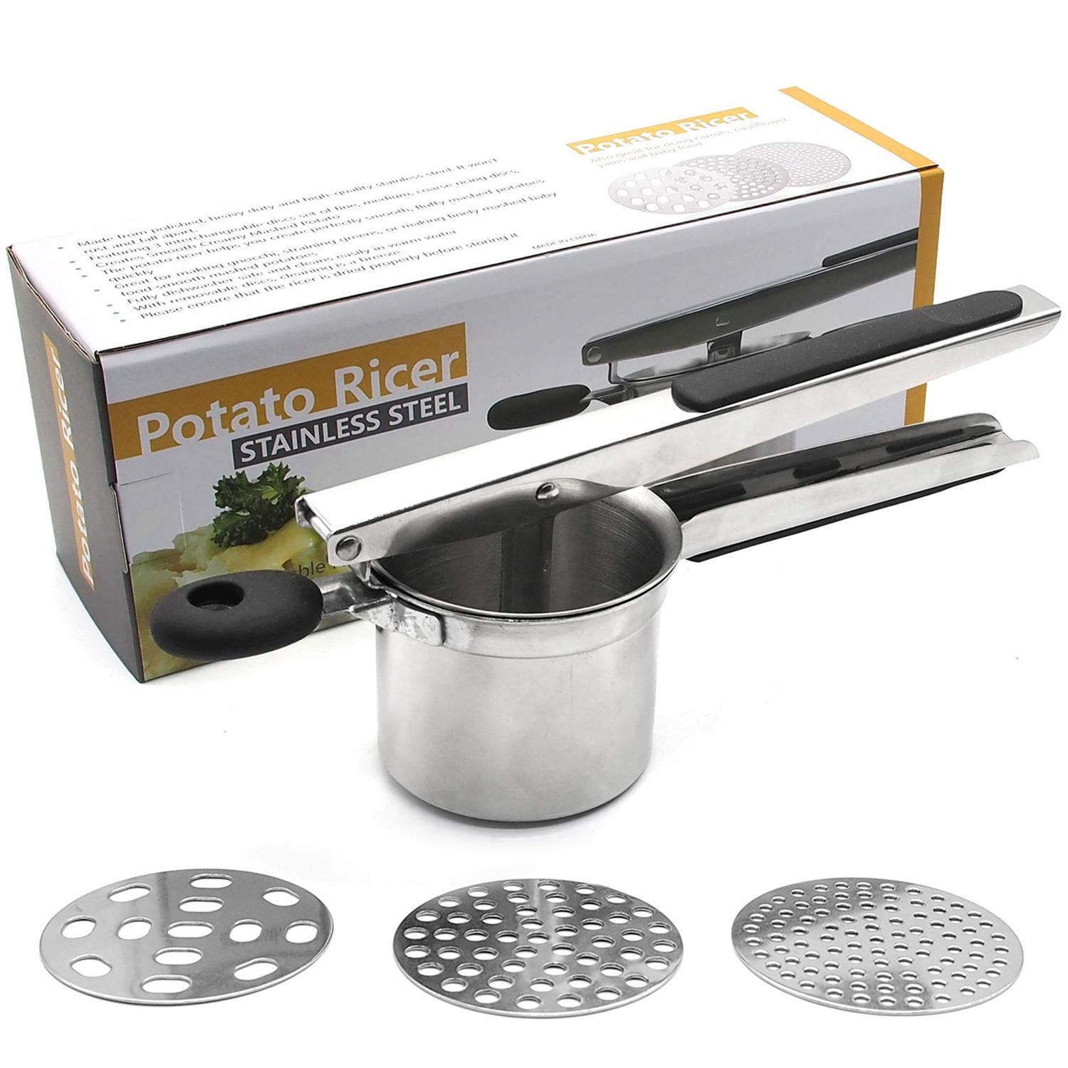 Potato Ricer, Stainless Steel Fruit Vegetables Manual Squeezer for Lemon, Orange, Watermelon, Easy Cleaning Kitchen Tools with Comfortable Handles, Gr
Potato Ricer, Stainless Steel Fruit Vegetables Manual Squeezer for Lemon, Orange, Watermelon, Easy Cleaning Kitchen Tools with Comfortable Handles, Gr
