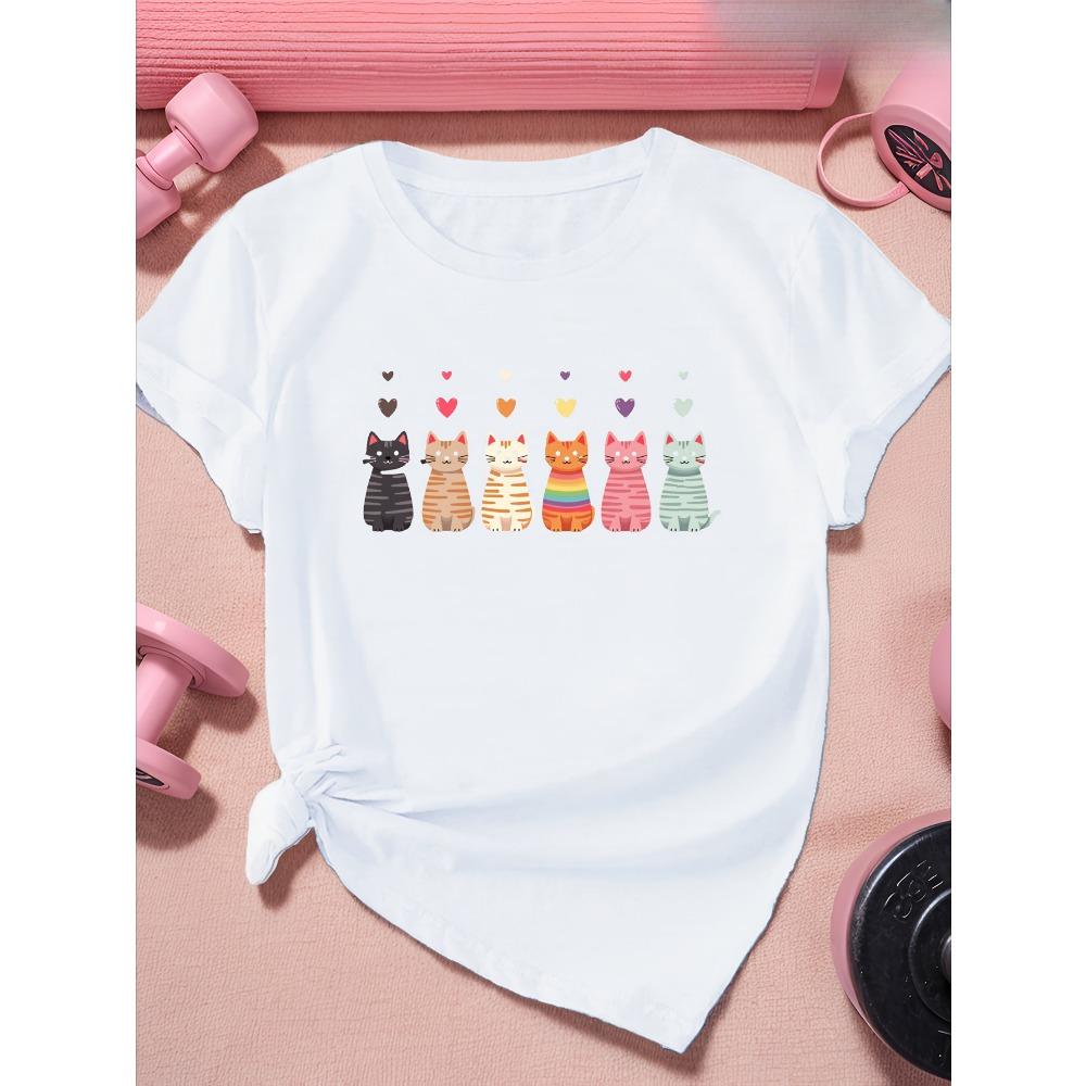 Cartoon Style Cat Figures Printed Women s Cute Round Neck Short Sleeve T-Shirt Casual Soft Summer Women Tshirt Clothing S
Cartoon Style Cat Figures Printed Women s Cute Round Neck Short Sleeve T-Shirt Casual Soft Summer Women Tshirt Clothing S