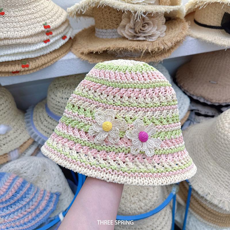 New Korean floral striped hollow woven fisherman hat for women, sun protection, large head circumference bucket hat Head Circumference54-60CM
New Korean floral striped hollow woven fisherman hat for women, sun protection, large head circumference bucket hat Head Circumference54-60CM