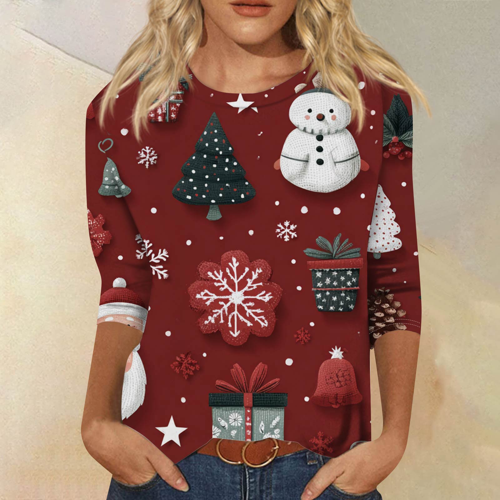 Women s Fashionable Casual Three-Quarter Sleeve Halloween Print Round Neck Top L темно-зелений колір
Women s Fashionable Casual Three-Quarter Sleeve Halloween Print Round Neck Top L темно-зелений колір