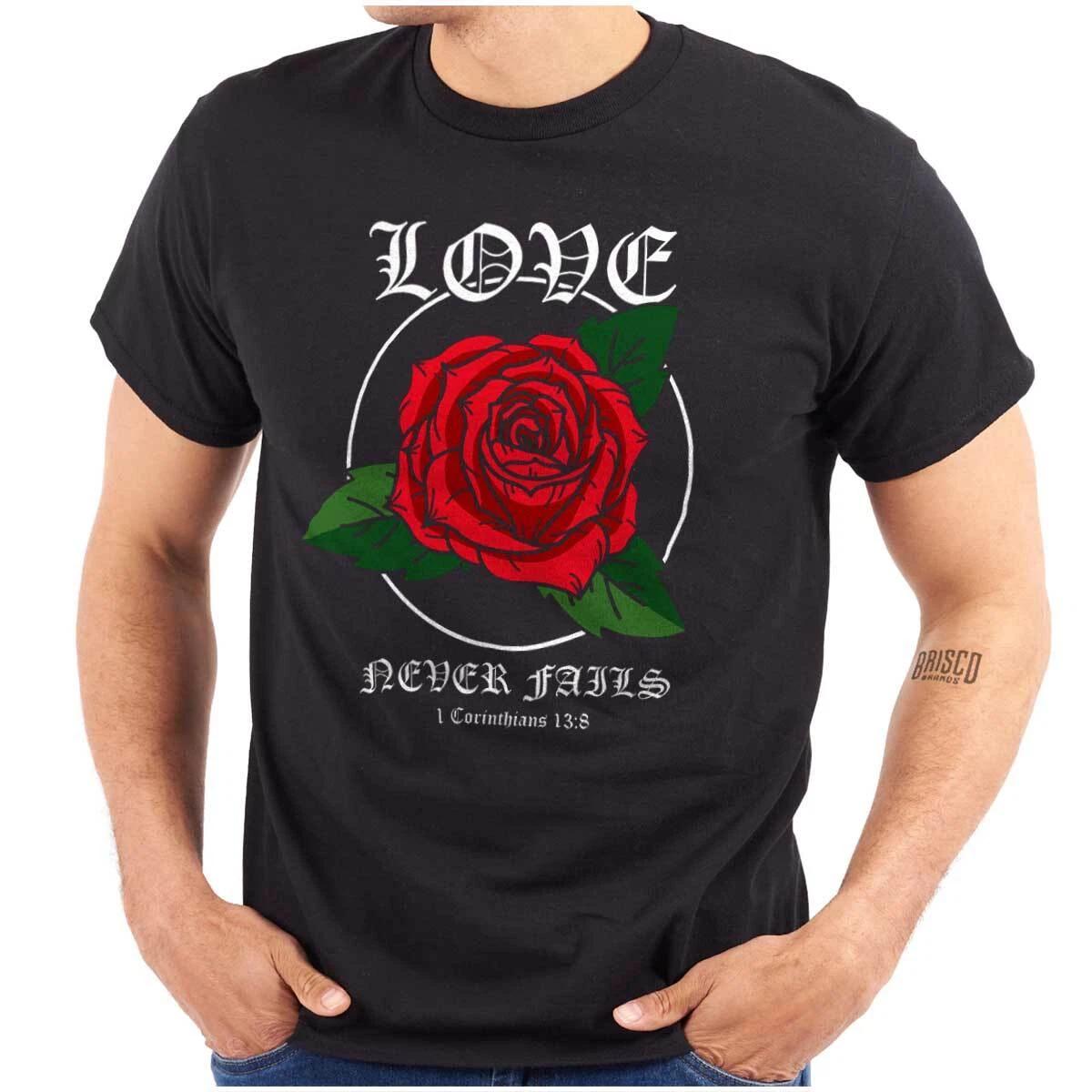 Streetwear Rose Love Never Fails Scripture Womens or Mens Crewneck 100% Cotton T-shirt Mens Tees Top Tee 3XL
Streetwear Rose Love Never Fails Scripture Womens or Mens Crewneck 100% Cotton T-shirt Mens Tees Top Tee 3XL