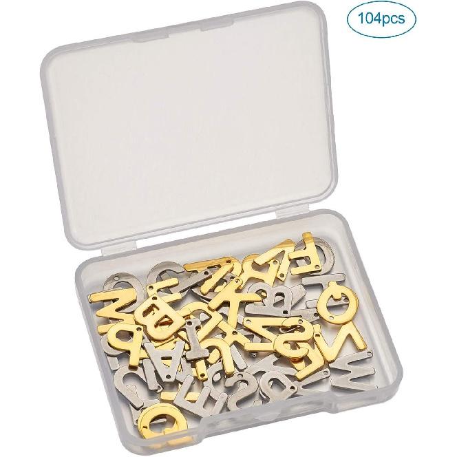 Pandahall 104Pcs 304 Stainless Steel Letter Bead Charms Alphabet A-Z Letter Dangle Pendants for DIY Necklace Bracelet Jewelry Making (Golden & Silver - Hexagon
Pandahall 104Pcs 304 Stainless Steel Letter Bead Charms Alphabet A-Z Letter Dangle Pendants for DIY Necklace Bracelet Jewelry Making (Golden & Silver - Hexagon