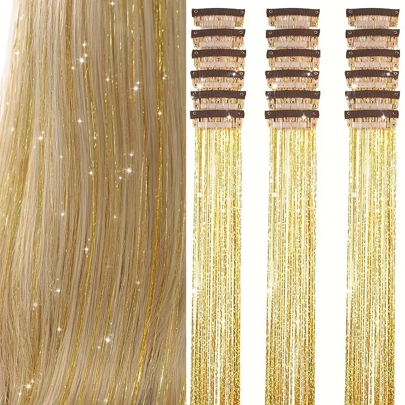 12Pcs Synthetic Hair Tinsel Clip in 52cm Glitter Tinsel HairClip in Hair Tinsel Kit Heat Resistant Shiny Sparkle Fairy Hair золотой
12Pcs Synthetic Hair Tinsel Clip in 52cm Glitter Tinsel HairClip in Hair Tinsel Kit Heat Resistant Shiny Sparkle Fairy Hair золотой