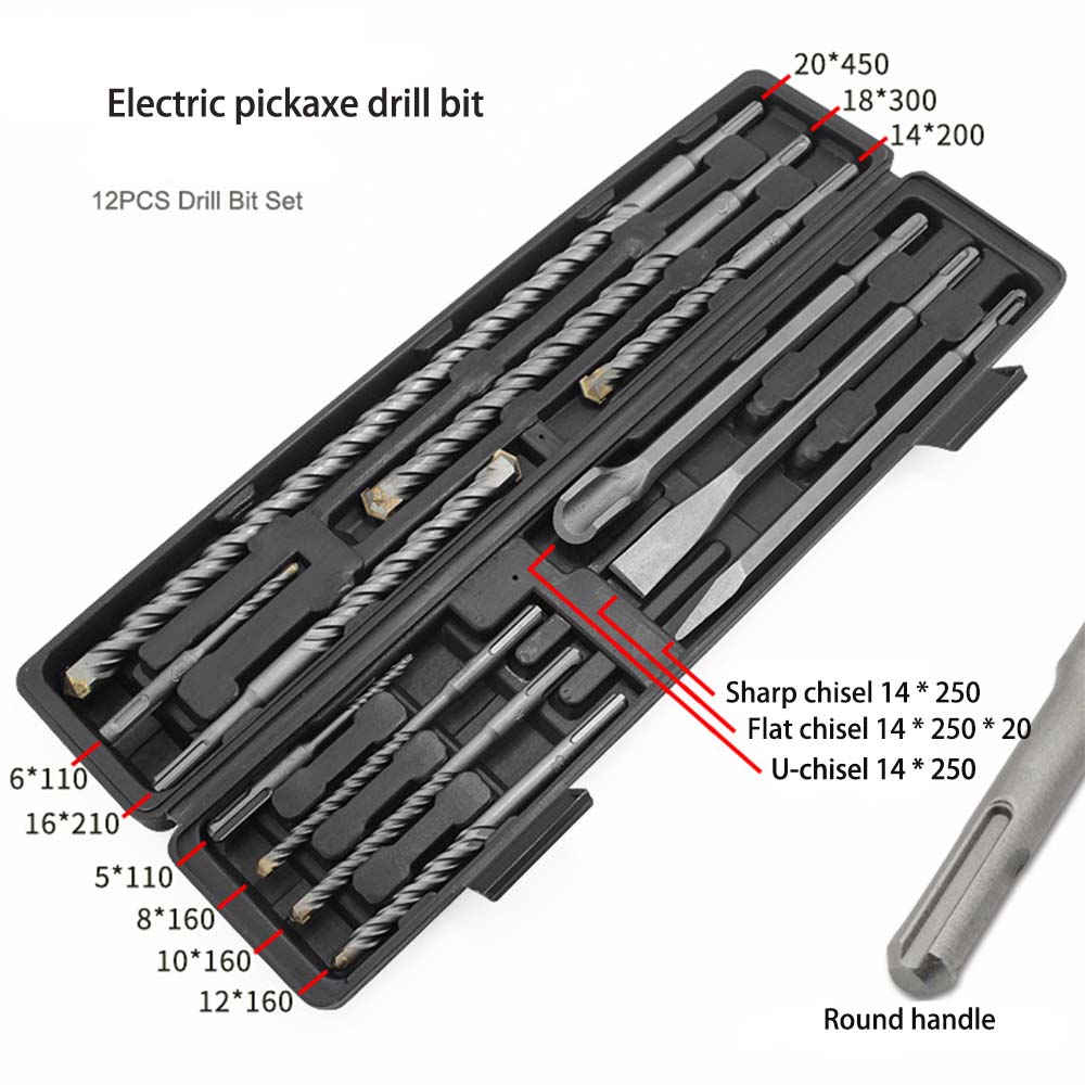 Набор из 12 сверл Набор буров для электромолотка Набор зубил с хвостовиком SDS Ударный вращательный Бетон Камень Штроборез Новый электроинструмент
Набор из 12 сверл Набор буров для электромолотка Набор зубил с хвостовиком SDS Ударный вращательный Бетон Камень Штроборез Новый электроинструмент