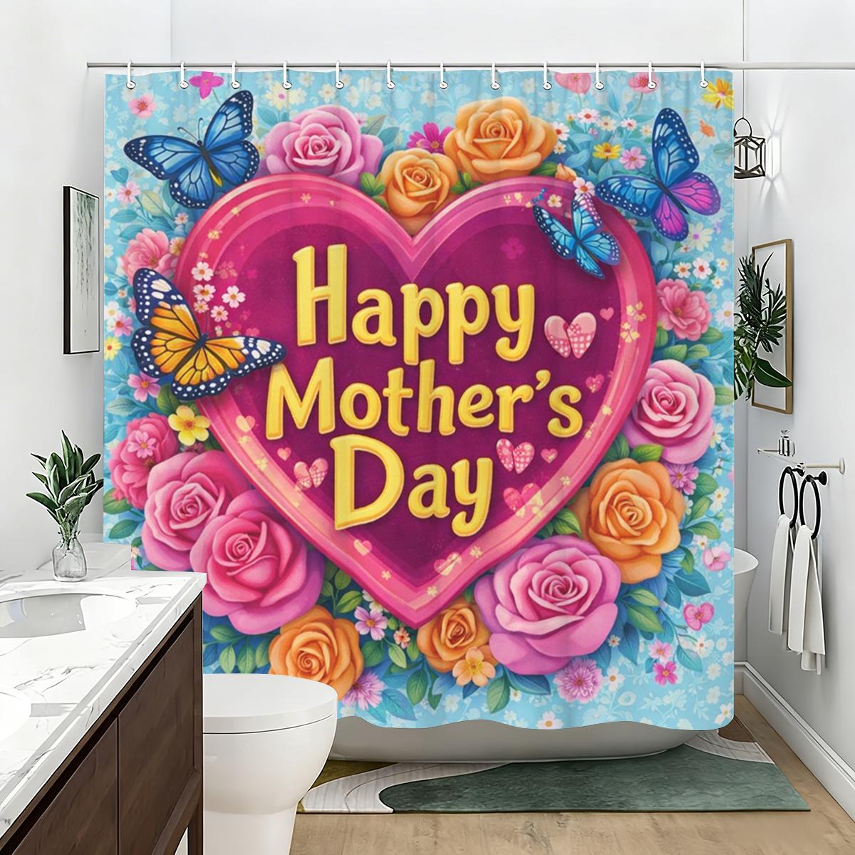 Happy Mother S Day Themed Polyester Shower Curtain - Floral & Butterfly Printed Bathroom Decorative Curtain W60H190(CM)-1 Pcs
Happy Mother S Day Themed Polyester Shower Curtain - Floral & Butterfly Printed Bathroom Decorative Curtain W60H190(CM)-1 Pcs