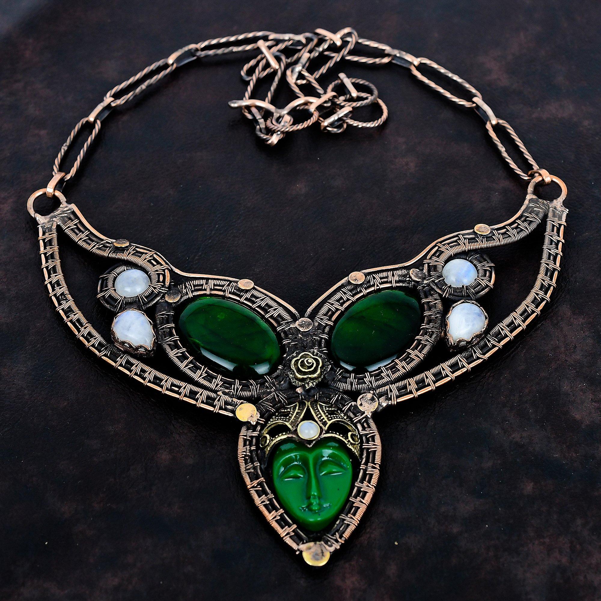 Green carved bone face necklace copper wire wrapped jewelry adjustable chain necklace green fire labradorite and moonstone gemstone necklace Adjustable
Green carved bone face necklace copper wire wrapped jewelry adjustable chain necklace green fire labradorite and moonstone gemstone necklace Adjustable