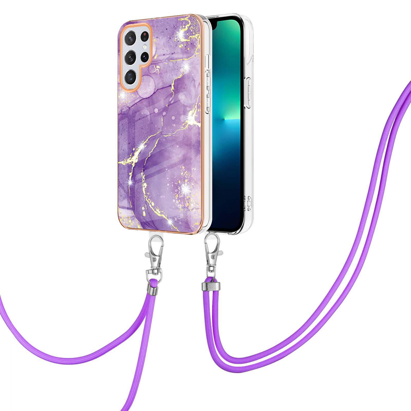 For Samsung Galaxy S23 Ultra Case with Shoulder Strap IMD IML Flower Pattern TPU Back Cover Purple 002
For Samsung Galaxy S23 Ultra Case with Shoulder Strap IMD IML Flower Pattern TPU Back Cover Purple 002