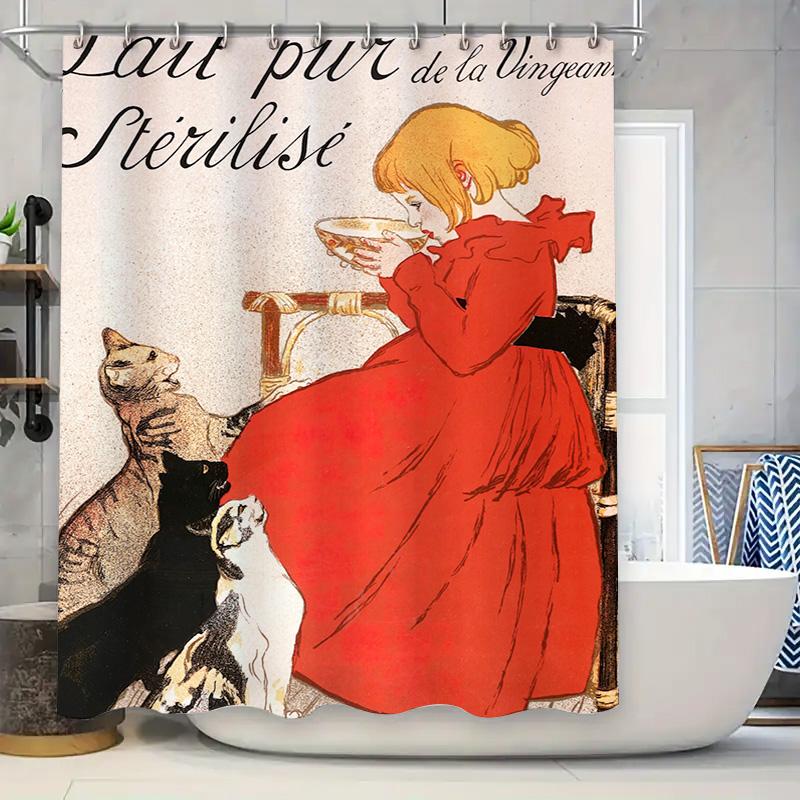 Vintage Style Illustration Printed Shower Curtain Decorative Waterproof Washroom Decoration Red Dress Girl With Cats (350X180Cm) W60H190(CM)-1 Pcs
Vintage Style Illustration Printed Shower Curtain Decorative Waterproof Washroom Decoration Red Dress Girl With Cats (350X180Cm) W60H190(CM)-1 Pcs