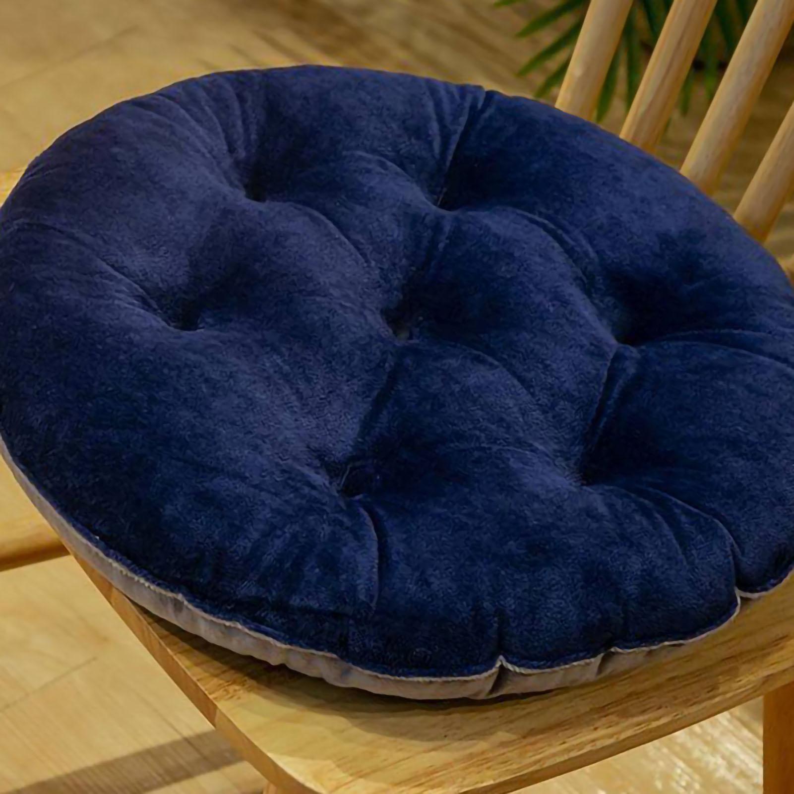 Подушка для сидения, симпатичная, подходящая по цвету, теплая, плюшевая, удобная подушка для стула с наполнителем на осень-зиму Round темно-синий