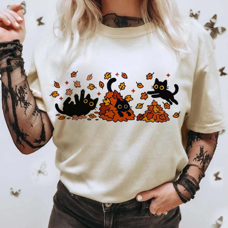 Cute cat print Womens short sleeved round neck Tshirt for spring and summer fashion casual trend Womens Tshirt S
Cute cat print Womens short sleeved round neck Tshirt for spring and summer fashion casual trend Womens Tshirt S