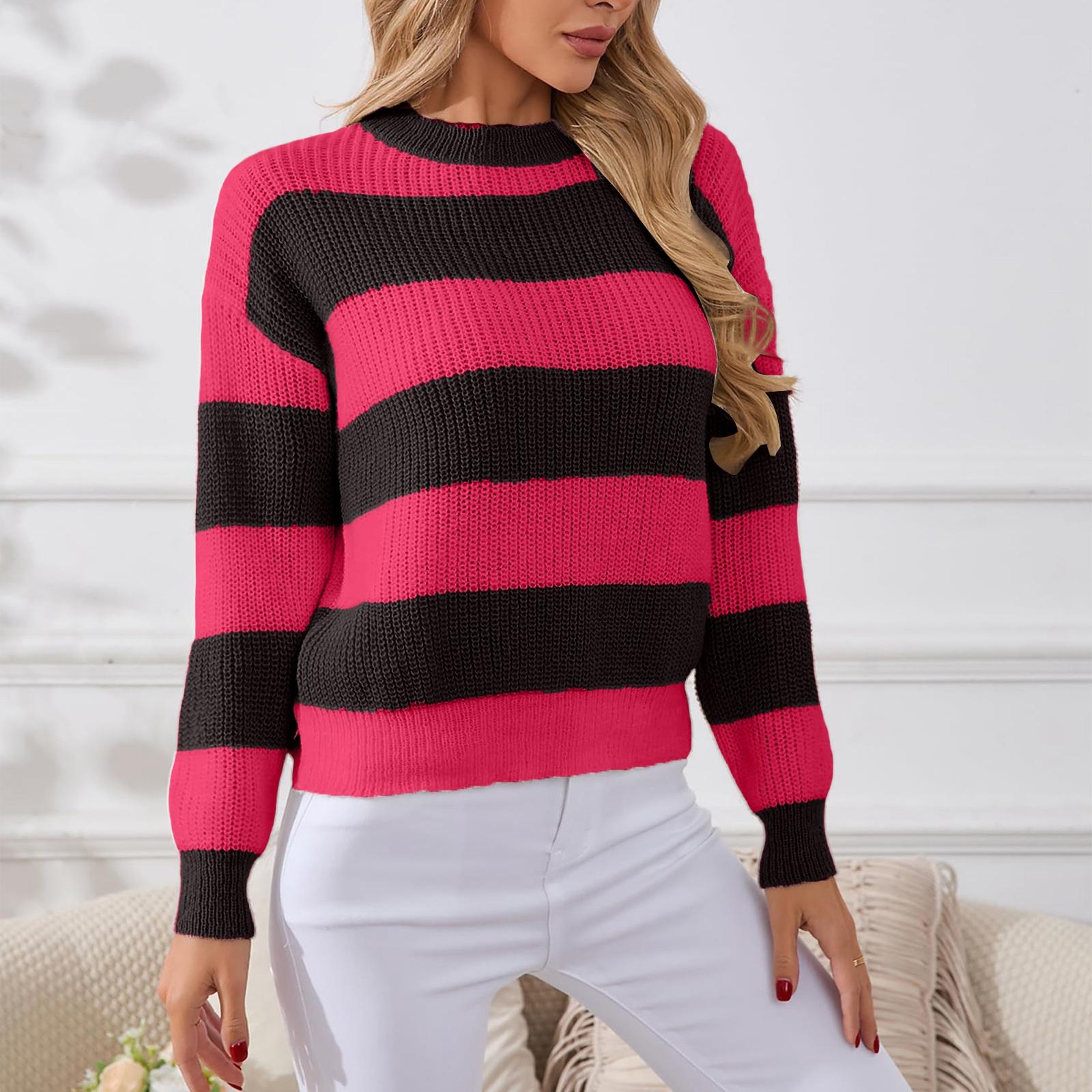 Женский полосатый свитер, свободный и непринужденный, пуловер с длинными рукавами, вязаный топ с круглым вырезом XL красный
Женский полосатый свитер, свободный и непринужденный, пуловер с длинными рукавами, вязаный топ с круглым вырезом XL красный