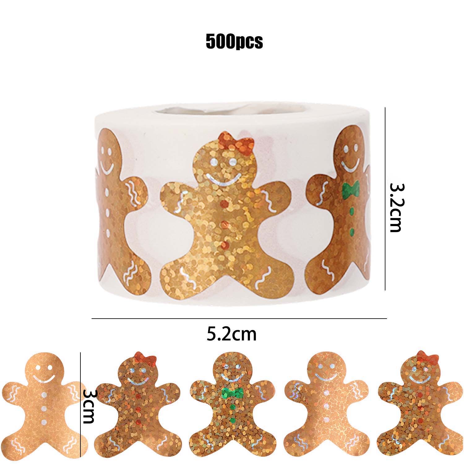 500pcs 1Roll Christmas Glittery Golden & Gingerbread for Man Stickers Roll for Gift Wrapping Cards Envelopes & Party Decorations
500pcs 1Roll Christmas Glittery Golden & Gingerbread for Man Stickers Roll for Gift Wrapping Cards Envelopes & Party Decorations