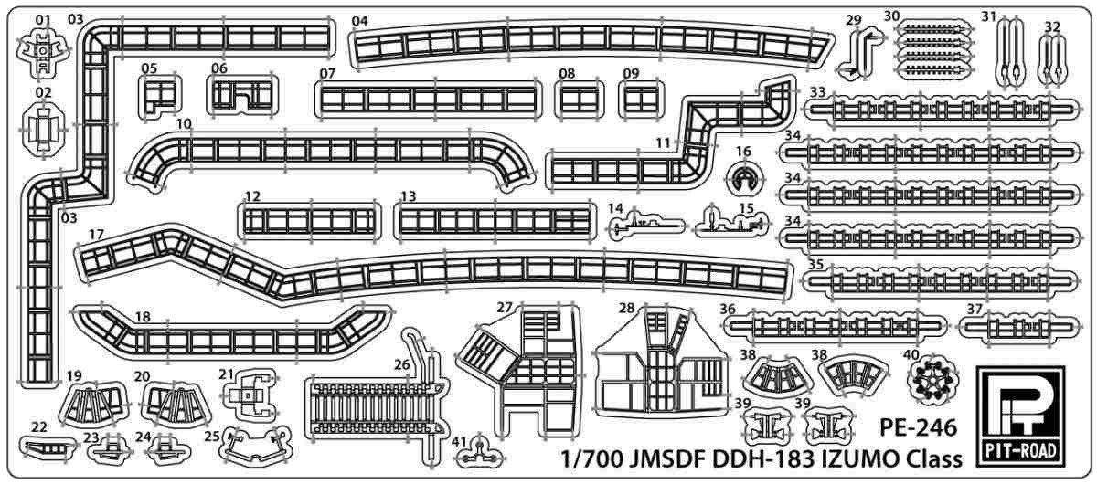 Original Etching Parts Series Etching Parts for Japan Maritime Force Destroyer DDH Izumo Class Plastic Model Parts PE246 Pit-Road 1/700 - Self-Defense
Original Etching Parts Series Etching Parts for Japan Maritime Force Destroyer DDH Izumo Class Plastic Model Parts PE246 Pit-Road 1/700 - Self-Defense