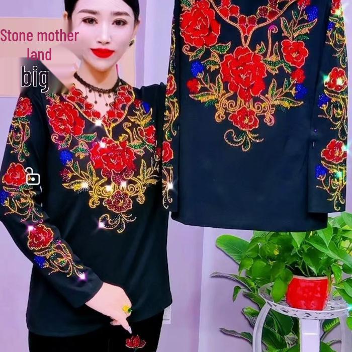 Plus Size Rhinestone V-Neck Long-Sleeve Top with Tummy Concealing and Warm Fleece for Middle-Aged and Elderly Women M
Plus Size Rhinestone V-Neck Long-Sleeve Top with Tummy Concealing and Warm Fleece for Middle-Aged and Elderly Women M