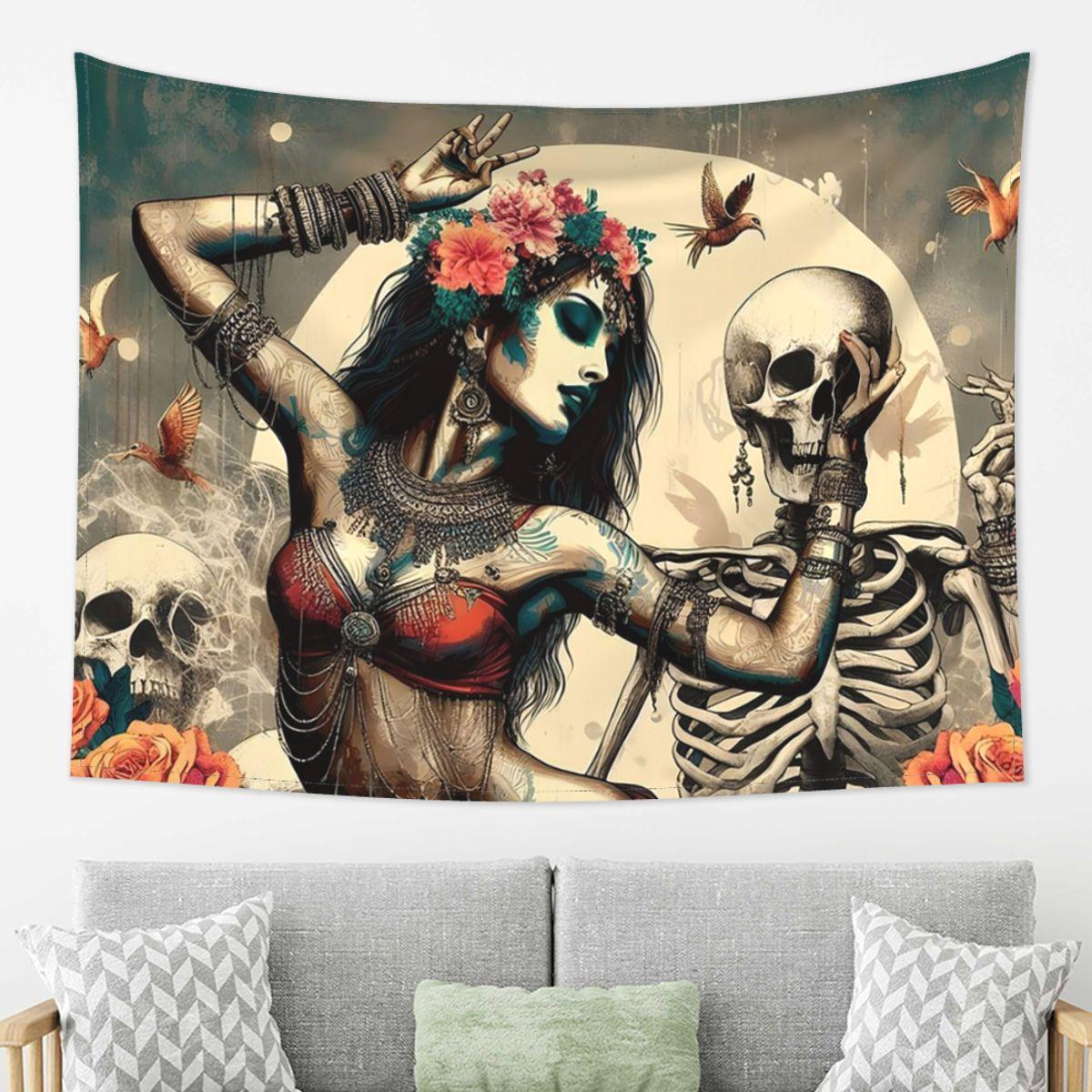 Alexander Gothic Las Elegantes Girls Day Of Dead Skull Tapestry Wall Hanging Aesthetic Home Decor Tapestries for Dorm Room 74x94cm(29x37in)
Alexander Gothic Las Elegantes Girls Day Of Dead Skull Tapestry Wall Hanging Aesthetic Home Decor Tapestries for Dorm Room 74x94cm(29x37in)