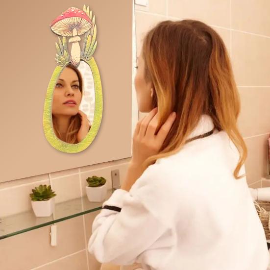 Зеркало Уникальный дизайн Тщательно отполированный, легко подвешиваемый винтажная грибная форма Идеальный подарок Привлекательный деревянный грибной лес
Зеркало Уникальный дизайн Тщательно отполированный, легко подвешиваемый винтажная грибная форма Идеальный подарок Привлекательный деревянный грибной лес