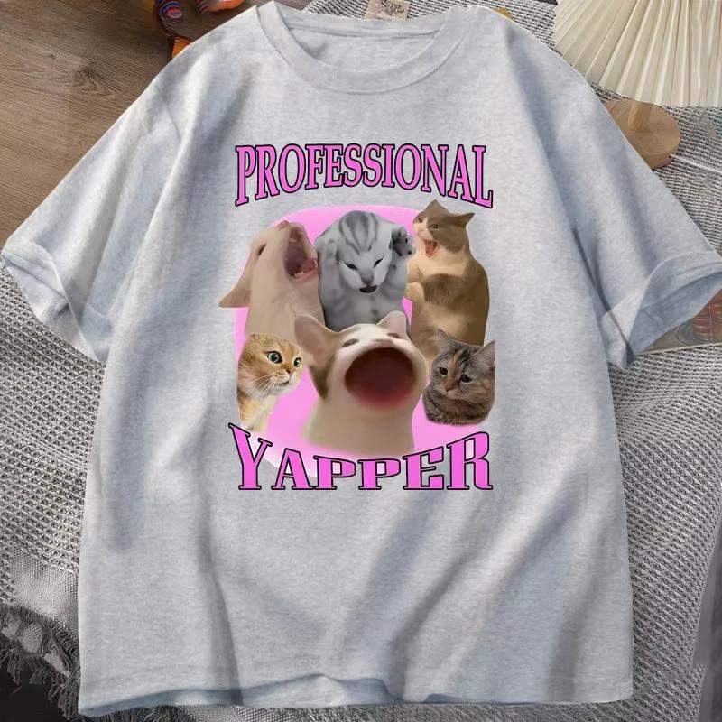 Professional Yapper Cat Graphic T Shirts Women Cotton Short Sleeve Casual O Neck Printed Tshirt Streetwear Summer Tops 3XL
Professional Yapper Cat Graphic T Shirts Women Cotton Short Sleeve Casual O Neck Printed Tshirt Streetwear Summer Tops 3XL