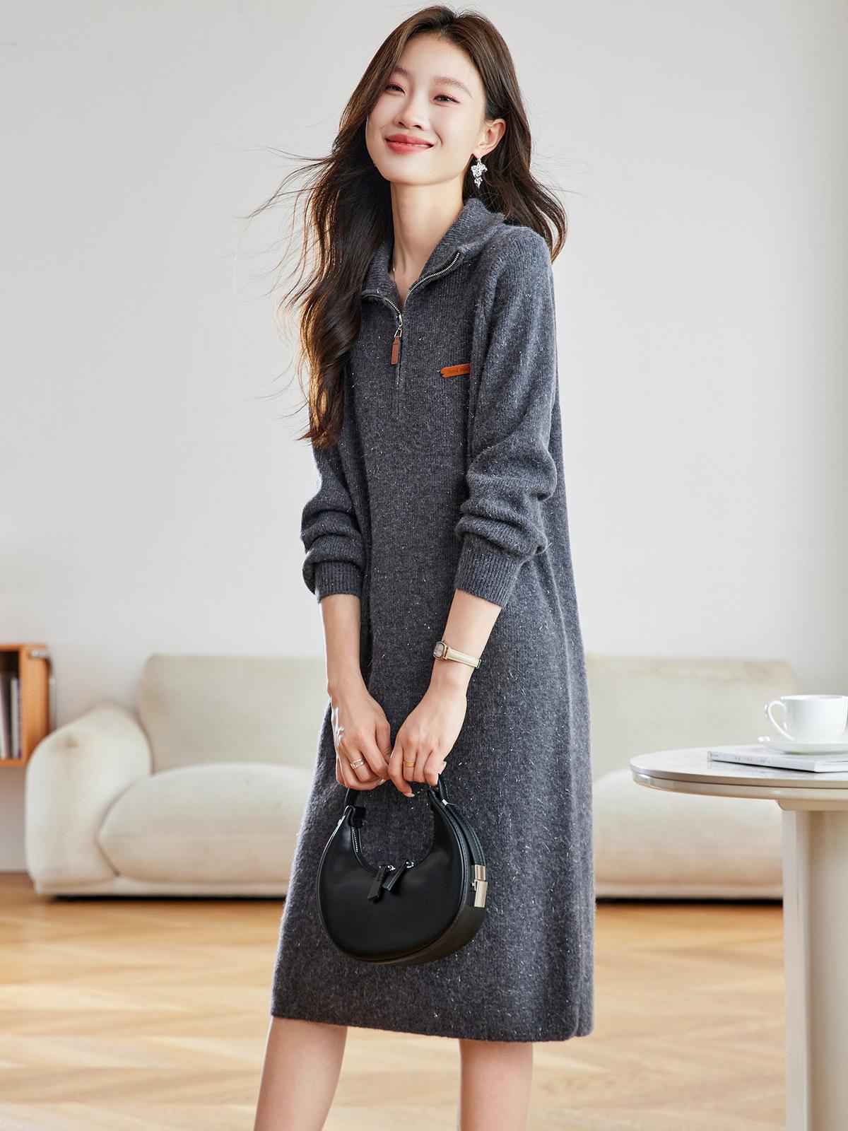 Cozy Lapel Zipper Knit Dress for Women - Autumn/Winter 2025 Collection Over-the-Knee Dress M серый
Cozy Lapel Zipper Knit Dress for Women - Autumn/Winter 2025 Collection Over-the-Knee Dress M серый