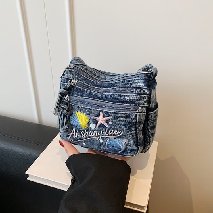 Washed Denim Messenger Bag Casual Shoulder Bag темно-синього кольору
Washed Denim Messenger Bag Casual Shoulder Bag темно-синього кольору