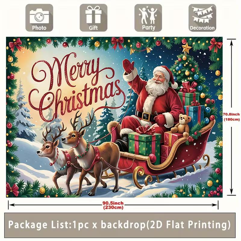 2D Merry Christmas Santa Claus Backdrop, Reindeer Sleigh & Gift Photography Background 47.2x31.5inch/120*80cm
2D Merry Christmas Santa Claus Backdrop, Reindeer Sleigh & Gift Photography Background 47.2x31.5inch/120*80cm