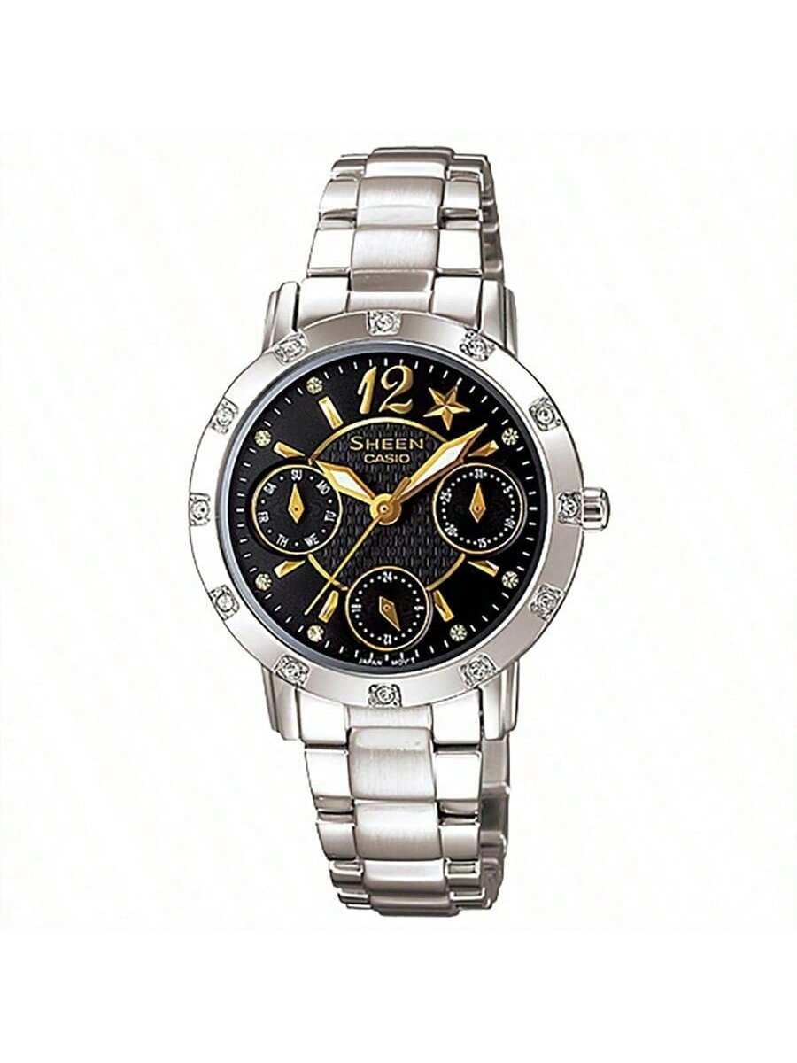 Мужские аналоговые часы Casio Sheen с разноцветным циферблатом - Многофункциональные, с акцентами из бриллиантов, устойчивым к царапинам стеклом, Модель: SHN-3020D-1ADR серебряный
Мужские аналоговые часы Casio Sheen с разноцветным циферблатом - Многофункциональные, с акцентами из бриллиантов, устойчивым к царапинам стеклом, Модель: SHN-3020D-1ADR серебряный