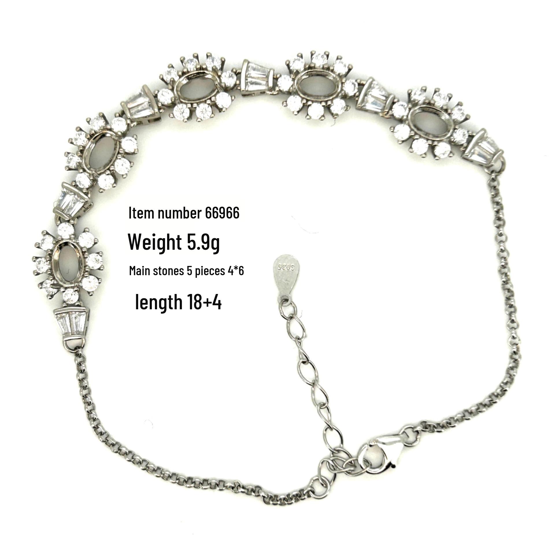 S925 Sterling Silver Micro-Pave Multi-Color Gemstone Bracelet, Electroplated White Gold, DIY 4x6 Inlay Chain Setting.
S925 Sterling Silver Micro-Pave Multi-Color Gemstone Bracelet, Electroplated White Gold, DIY 4x6 Inlay Chain Setting.