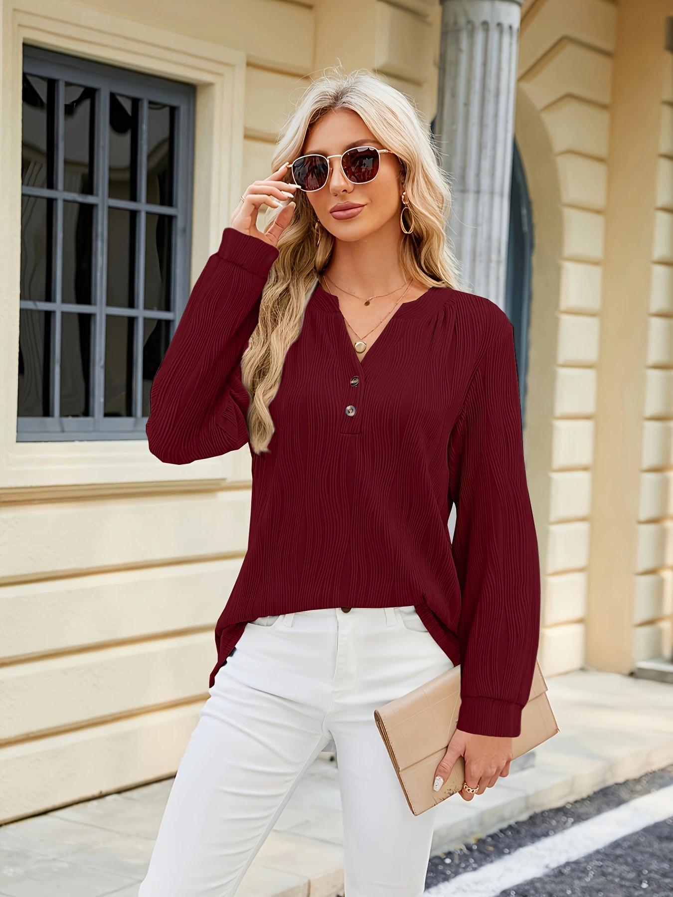 2024 Spring/Summer Women s V-Neck Button Casual Shirt - Solid Color Top M
2024 Spring/Summer Women s V-Neck Button Casual Shirt - Solid Color Top M