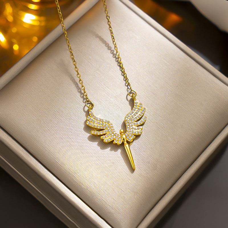 Stainless Steel Angel Wings Pendant Necklace For Women Girls Luxury Rhinestone Clavicle Chain Zircon Accessories Gifts золотий
Stainless Steel Angel Wings Pendant Necklace For Women Girls Luxury Rhinestone Clavicle Chain Zircon Accessories Gifts золотий