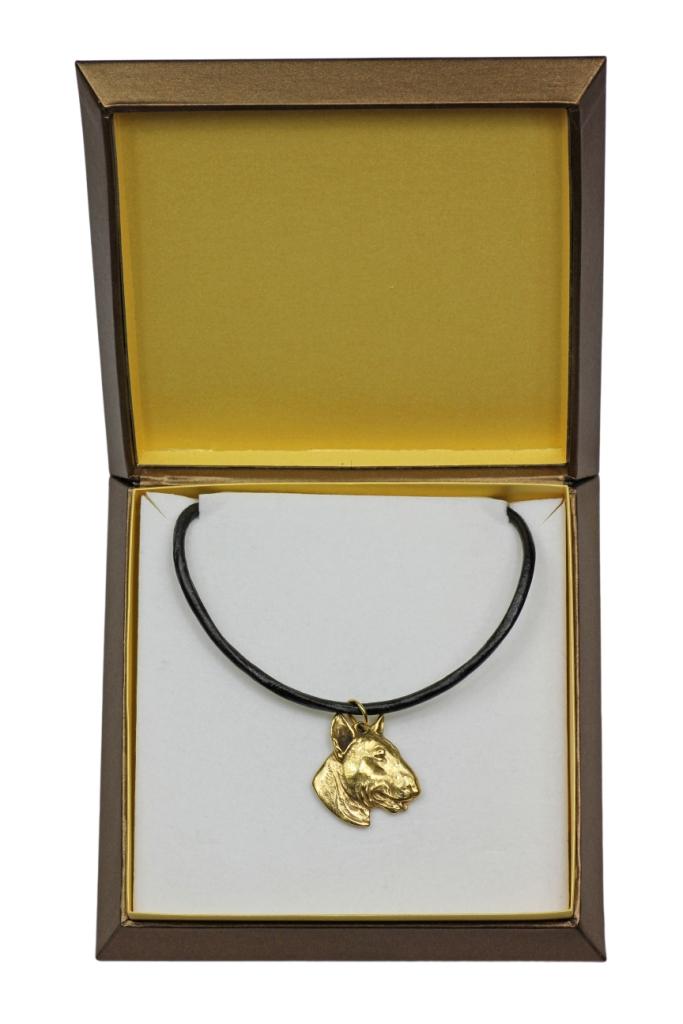Bull Terrier, Bully III - Dog necklace in gift box, gold-plated pendant for dog fan, striking jewellery by Art-Dog
Bull Terrier, Bully III - Dog necklace in gift box, gold-plated pendant for dog fan, striking jewellery by Art-Dog