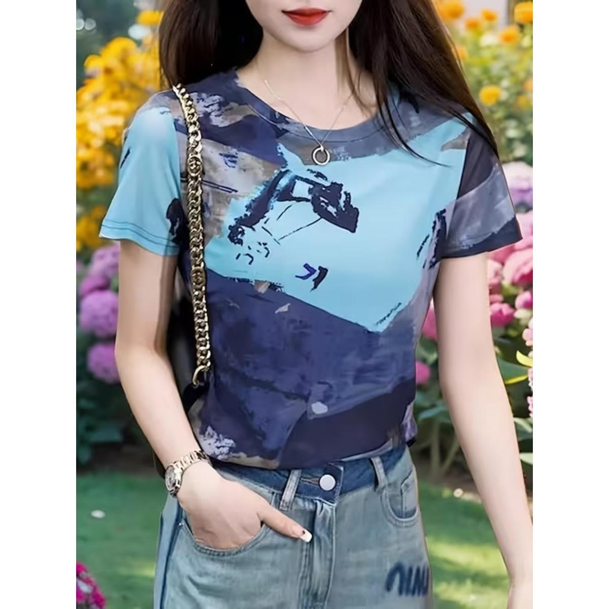 Fashion Women Retro Landscape and Graffiti Patterns Print T Shirt Funny Casual O-neck Short Sleeves T-shirt Summer Female Tee Shirt XS темно-синий
Fashion Women Retro Landscape and Graffiti Patterns Print T Shirt Funny Casual O-neck Short Sleeves T-shirt Summer Female Tee Shirt XS темно-синий