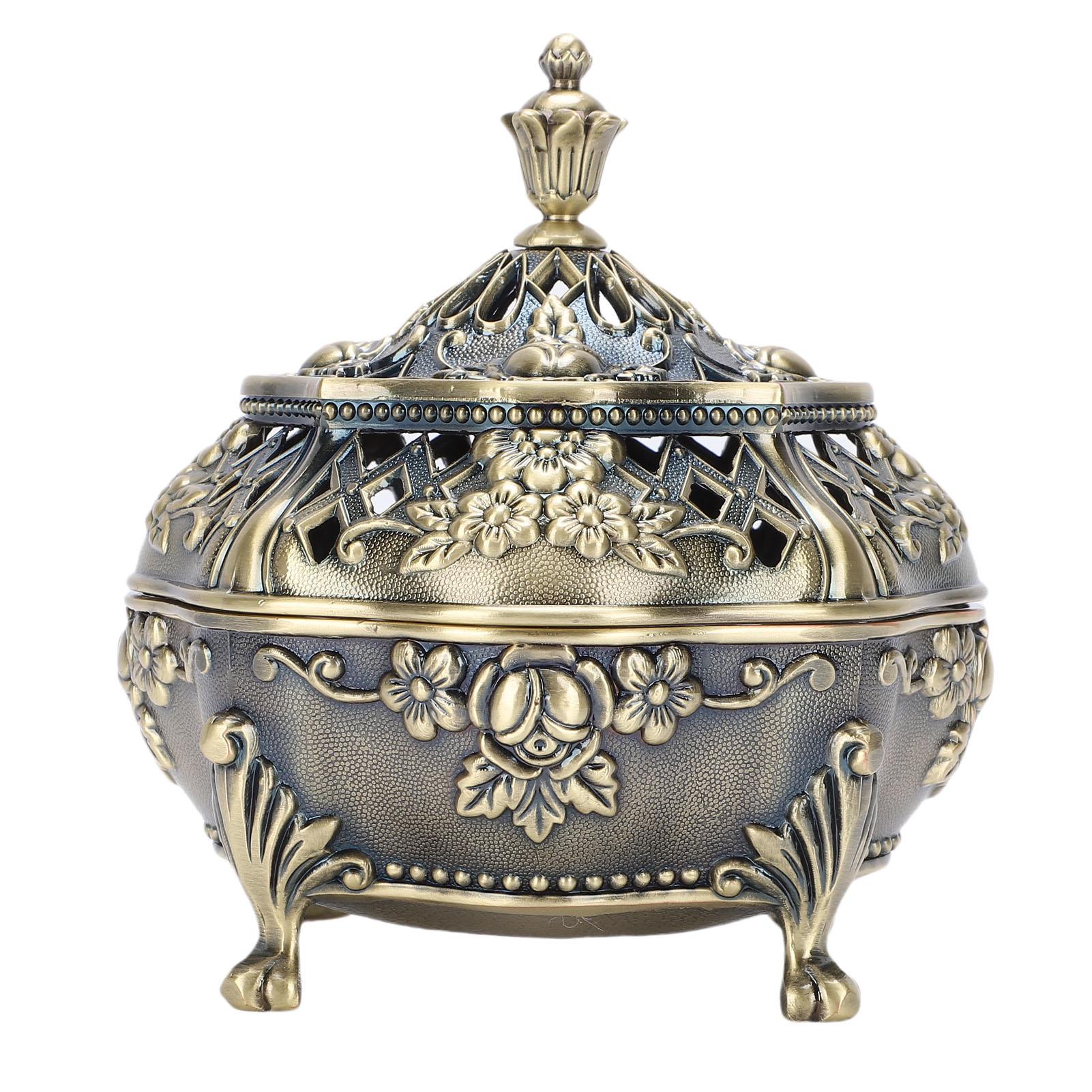 Incense Burn Holder Stick Cone Stand Zinc Alloy Carved with Lid Indoor Ornament Home Decor Antique Brass
Incense Burn Holder Stick Cone Stand Zinc Alloy Carved with Lid Indoor Ornament Home Decor Antique Brass