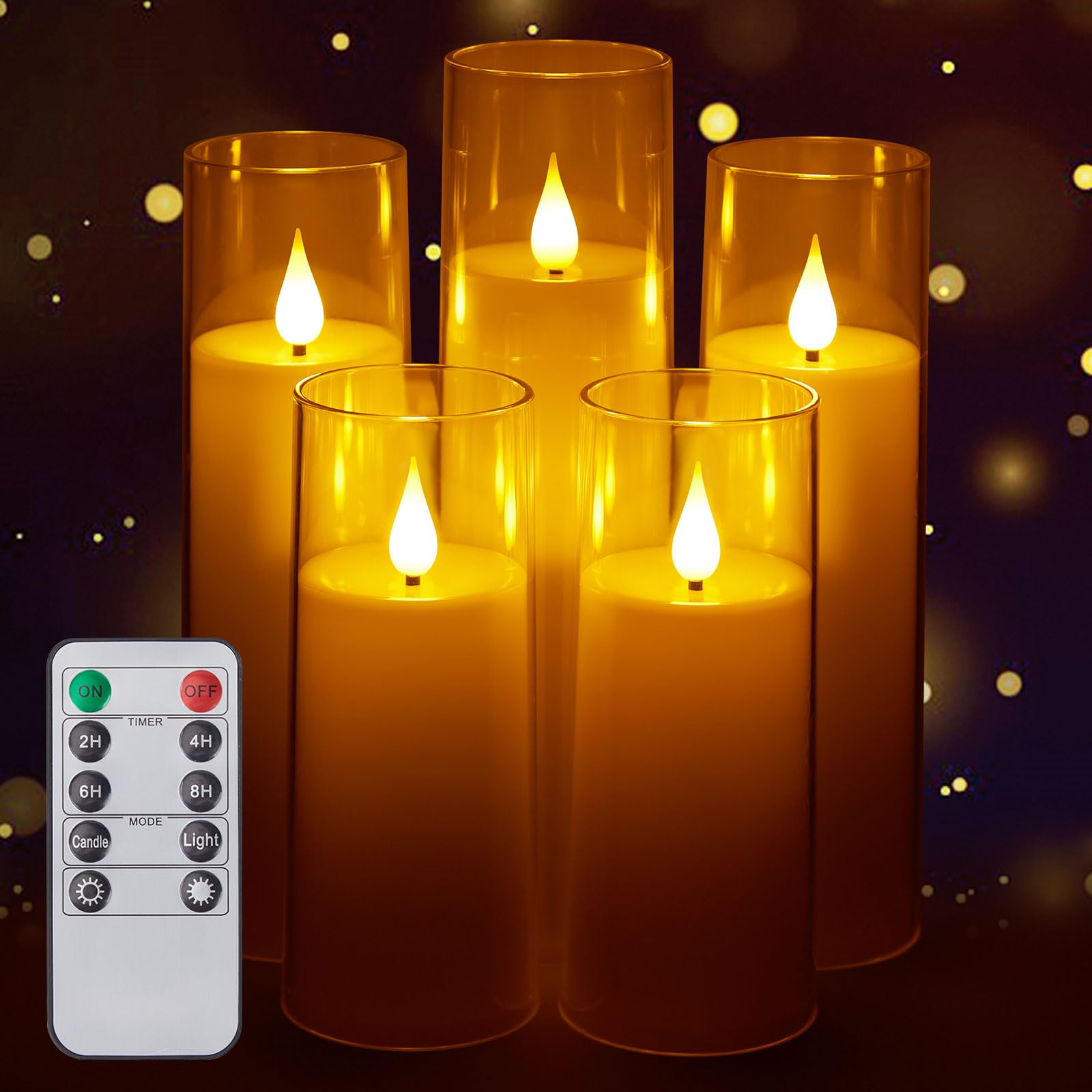 AGPTEK LED Candle Light, Flameless, 5-Piece Set, Flickers Like a Real Flame, Includes Remote Control, Timing Settings, Power Outage and Emergency
AGPTEK LED Candle Light, Flameless, 5-Piece Set, Flickers Like a Real Flame, Includes Remote Control, Timing Settings, Power Outage and Emergency