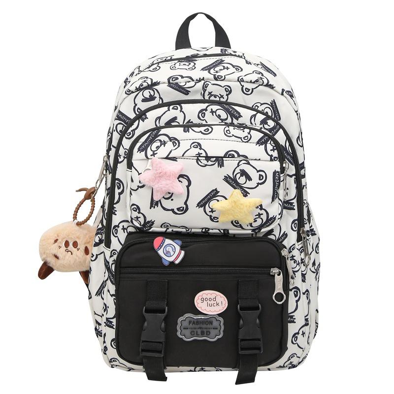 Рюкзак в стиле колледжа с принтом, женский, большой емкости, контрастный цветной рюкзак, школьный рюкзак для студентов чёрный