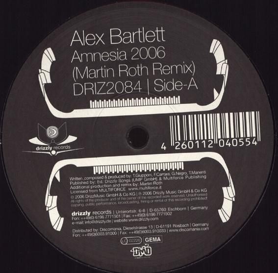 12inch Record ALEX BARTLETT - Amnesia 2006 DRIZ2084 Drizzly 2006 Germany Dance & Electronica Used
12inch Record ALEX BARTLETT - Amnesia 2006 DRIZ2084 Drizzly 2006 Germany Dance & Electronica Used