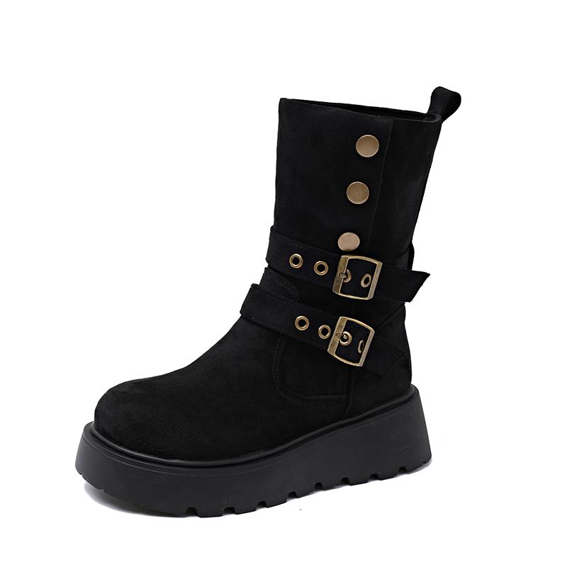 Sleeve Wedge Single Boots Fashion Round Toe Scrub Fleece Studded Metal Buckle Platform Non-Slip Booties 40 чорний
Sleeve Wedge Single Boots Fashion Round Toe Scrub Fleece Studded Metal Buckle Platform Non-Slip Booties 40 чорний
