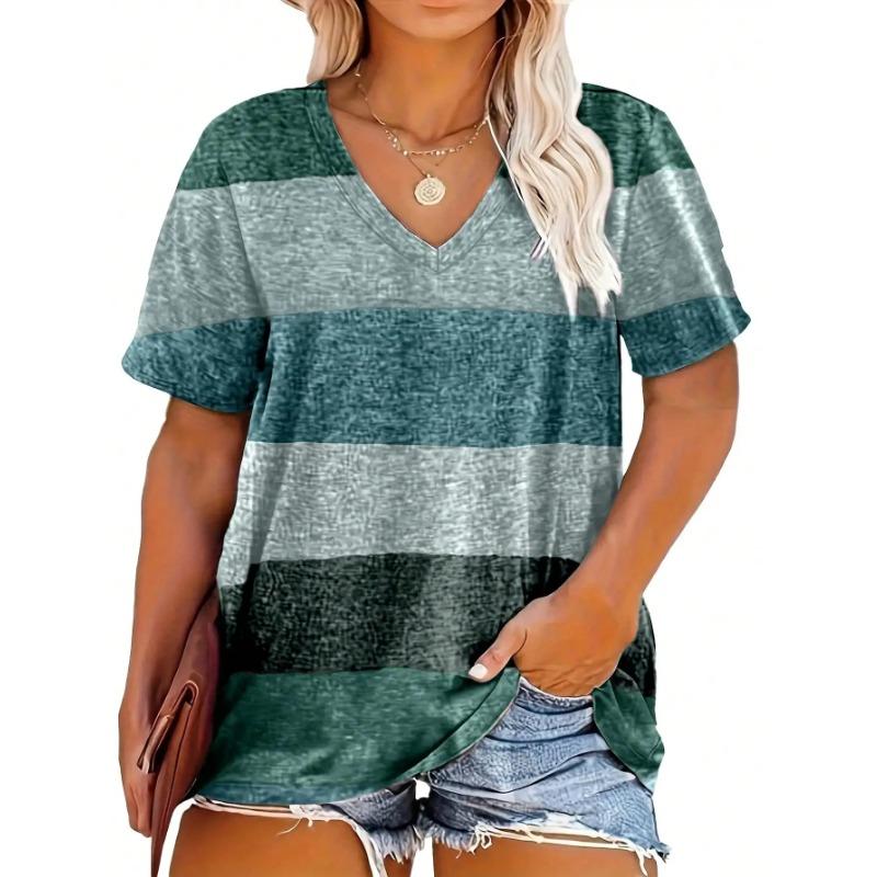 Women s Fashion Striped Print V-Neck T-Shirt Casual Loose Short Sleeve Summer Tops 5XL
Women s Fashion Striped Print V-Neck T-Shirt Casual Loose Short Sleeve Summer Tops 5XL