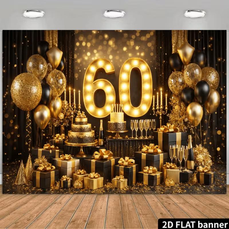 2D Elegant Black Gold Glitter 60th Birthday Photography Background 47.2x31.5inch/120*80cm
2D Elegant Black Gold Glitter 60th Birthday Photography Background 47.2x31.5inch/120*80cm