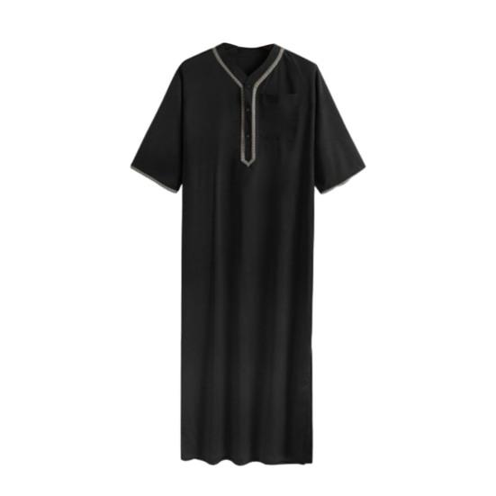 Летний мужской халат в стиле ретро с V-образным вырезом и пуговицами на груди с короткими рукавами Мягкий дышащий свободный Малайзия Ближний Восток S чёрный
Летний мужской халат в стиле ретро с V-образным вырезом и пуговицами на груди с короткими рукавами Мягкий дышащий свободный Малайзия Ближний Восток S чёрный