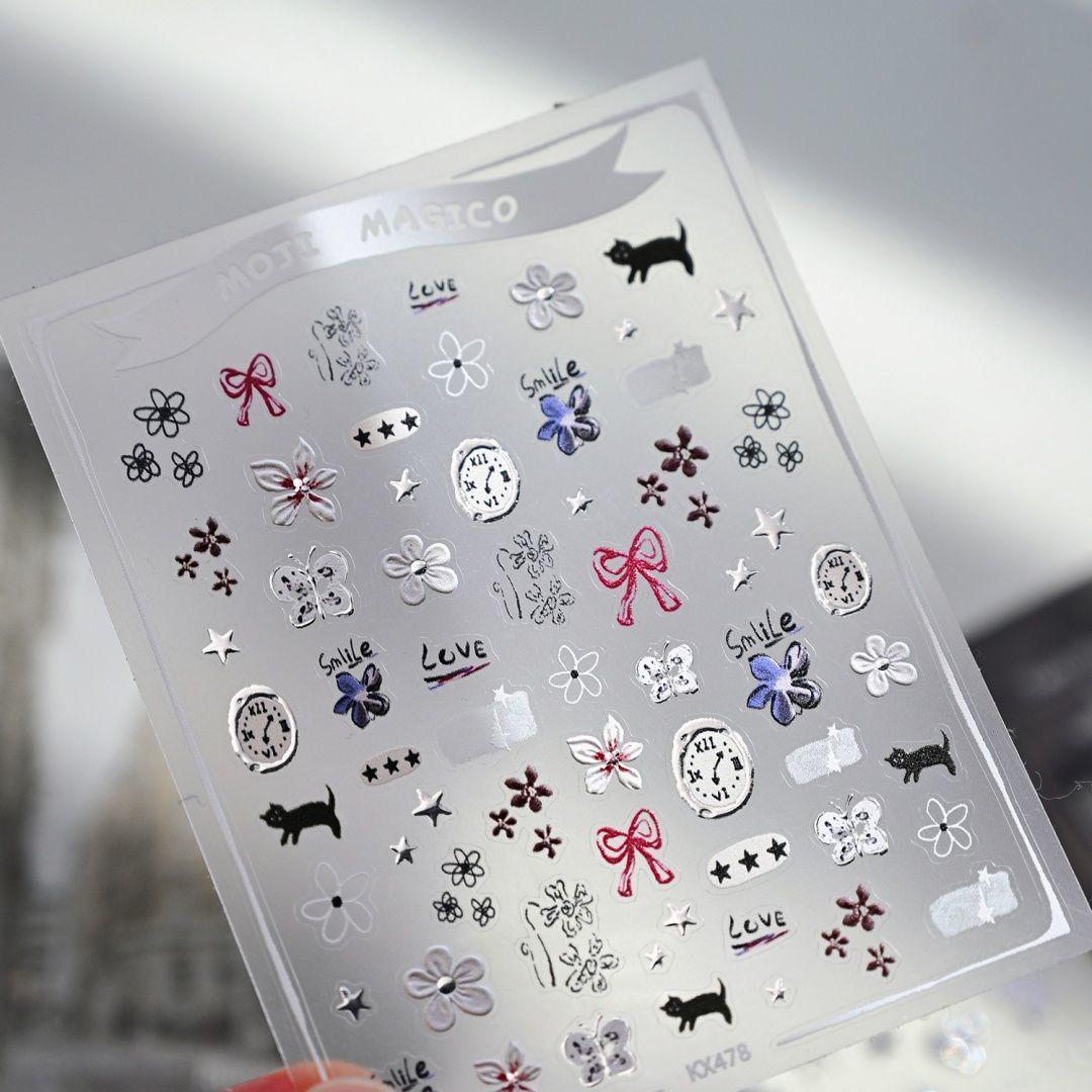 2025 Liquid Metal Nail Stickers: Clock, Heart, Flower, Star, Moon Designs for Y2K Style Unique Design Clock Five-Petal Flower
2025 Liquid Metal Nail Stickers: Clock, Heart, Flower, Star, Moon Designs for Y2K Style Unique Design Clock Five-Petal Flower