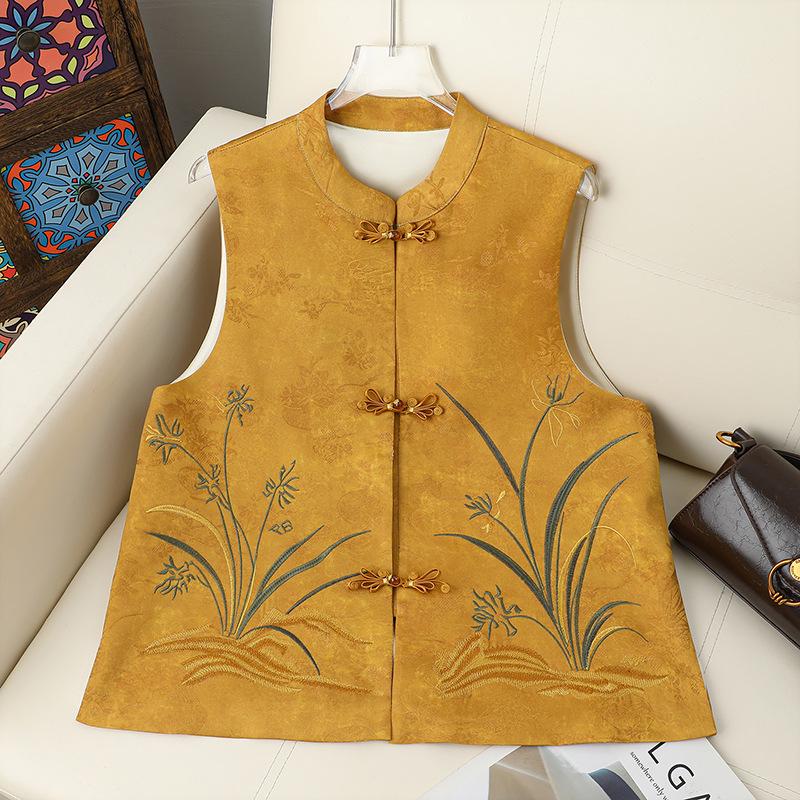 Chinese Style Embroidered Floral Vest for Women - Middle-Aged and Elderly Frog Button Stand Collar Sleeveless Jacket 2026 Style XL (Recommended for up to 105 jin) жёлтый
Chinese Style Embroidered Floral Vest for Women - Middle-Aged and Elderly Frog Button Stand Collar Sleeveless Jacket 2026 Style XL (Recommended for up to 105 jin) жёлтый