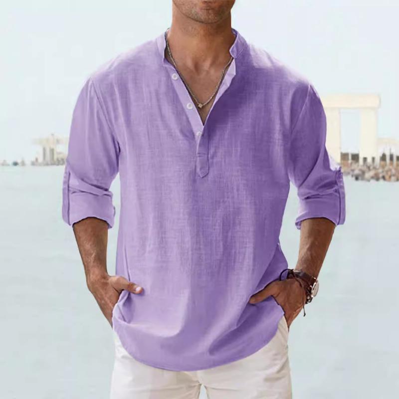 Men s linen stand collar long-sleeved T-shirt loose undershirt solid color long-sleeved cotton and linen shirt for men S фіолетовий
Men s linen stand collar long-sleeved T-shirt loose undershirt solid color long-sleeved cotton and linen shirt for men S фіолетовий