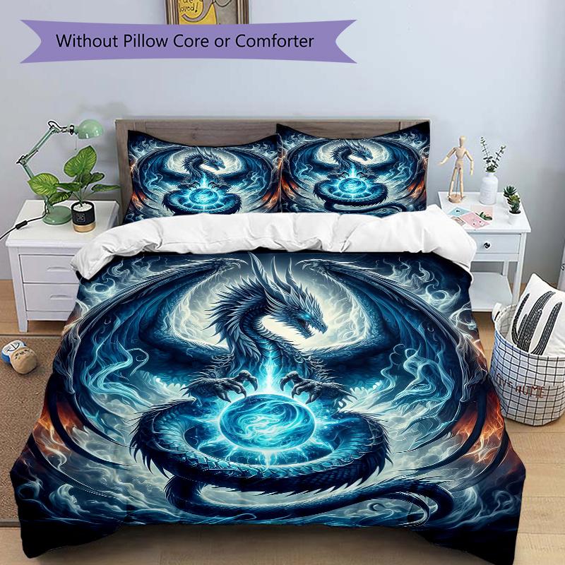 3pcs Blue Dragon Print Cover Set Ultra Soft, Breathable, and Comfortable Bedding with Stylish Design for Bedroom and Guest Room Decor 1 Cover and 135x200cm
3pcs Blue Dragon Print Cover Set Ultra Soft, Breathable, and Comfortable Bedding with Stylish Design for Bedroom and Guest Room Decor 1 Cover and 135x200cm