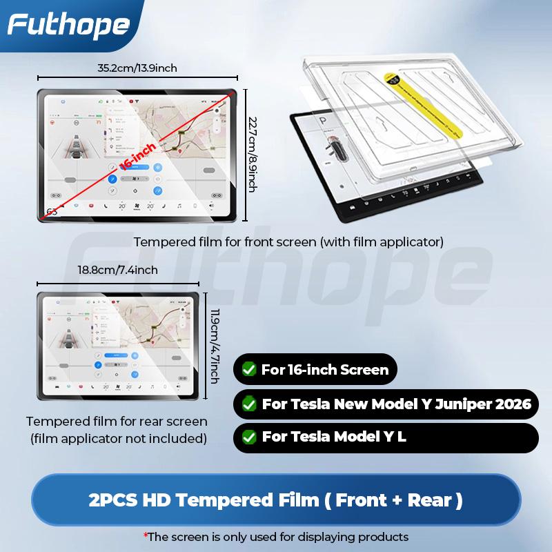 Futhope 2pcs HD Tempered Glass Screen Protector For Tesla Model Y 2026 Juniper Model YL Center Control Film Installation tool
Futhope 2pcs HD Tempered Glass Screen Protector For Tesla Model Y 2026 Juniper Model YL Center Control Film Installation tool