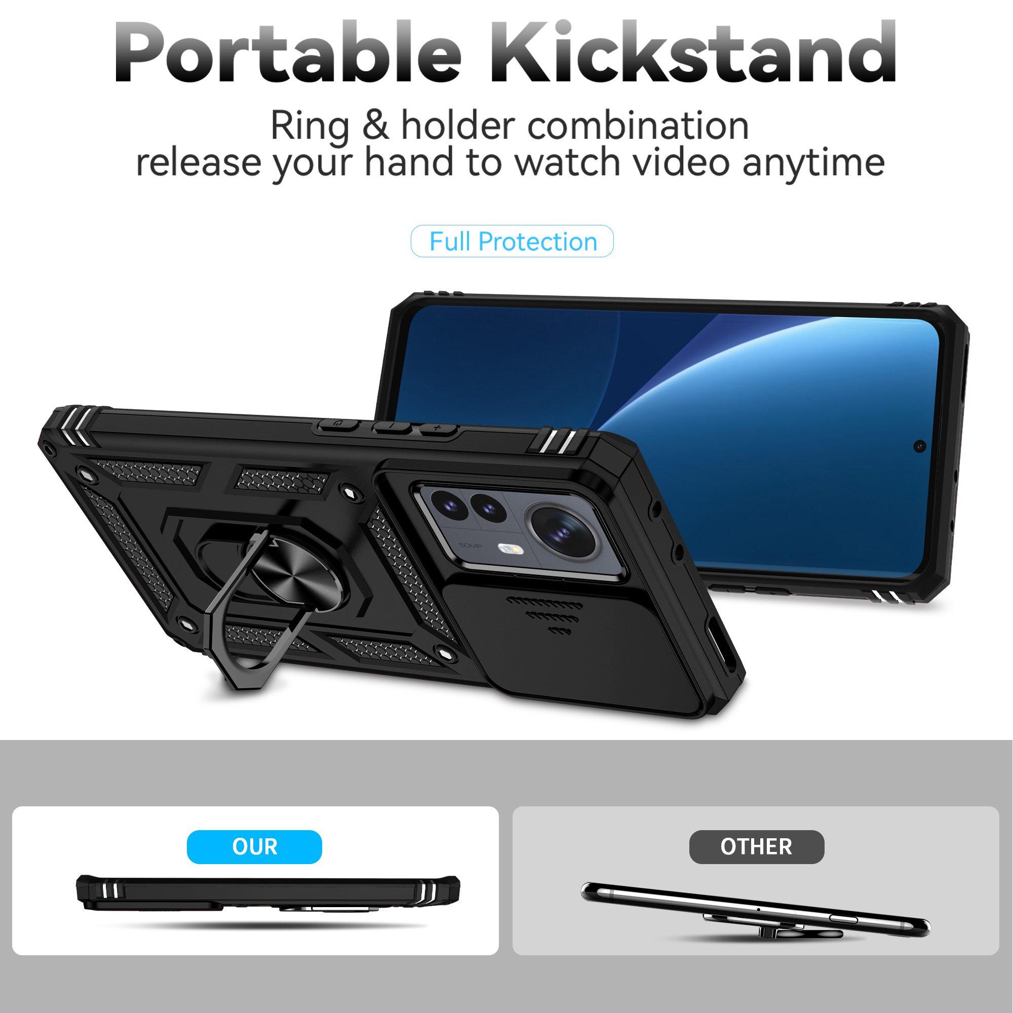 For Xiaomi 12 Pro 5G/12S Pro 5G/12 Pro (Dimensity) 5G Phone Protection Case Ring Kickstand Hybrid Shell with Slide Camera Protection Cover Black
For Xiaomi 12 Pro 5G/12S Pro 5G/12 Pro (Dimensity) 5G Phone Protection Case Ring Kickstand Hybrid Shell with Slide Camera Protection Cover Black