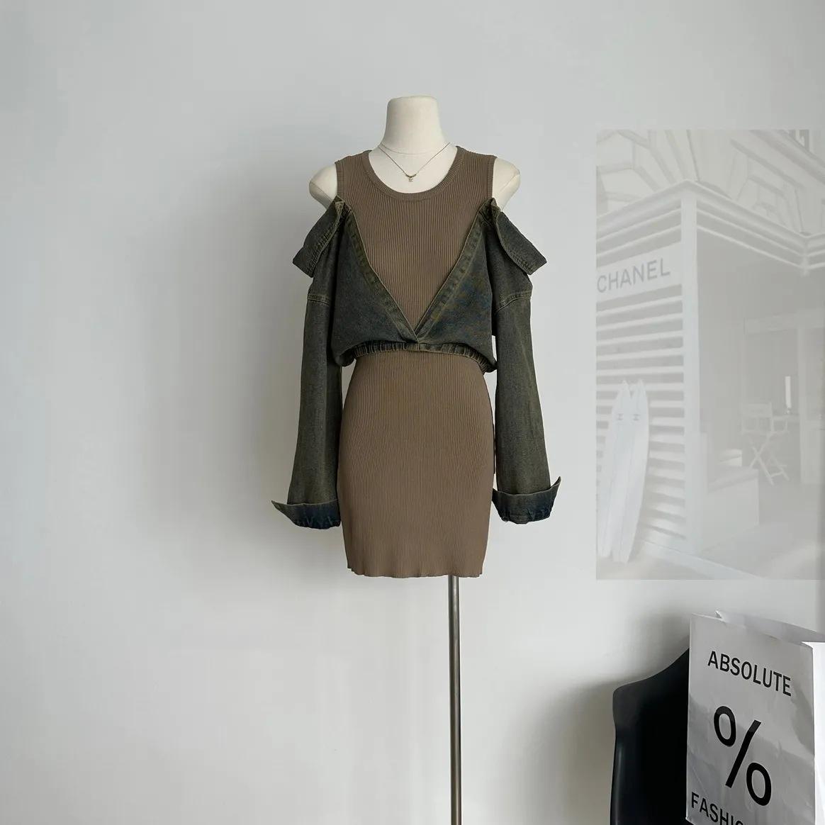 Милое и милое джинсовое платье с открытыми плечами: Осенне-зимний облегающий комплект из двух частей с запахом на бедрах. M
Милое и милое джинсовое платье с открытыми плечами: Осенне-зимний облегающий комплект из двух частей с запахом на бедрах. M