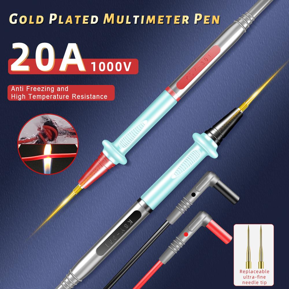 20A 1000V Multimeter Test Leads Removable Gold Plated Tester Probes Tip Silicone Test Cables Wires Accessories for Surveying 
20A 1000V Multimeter Test Leads Removable Gold Plated Tester Probes Tip Silicone Test Cables Wires Accessories for Surveying