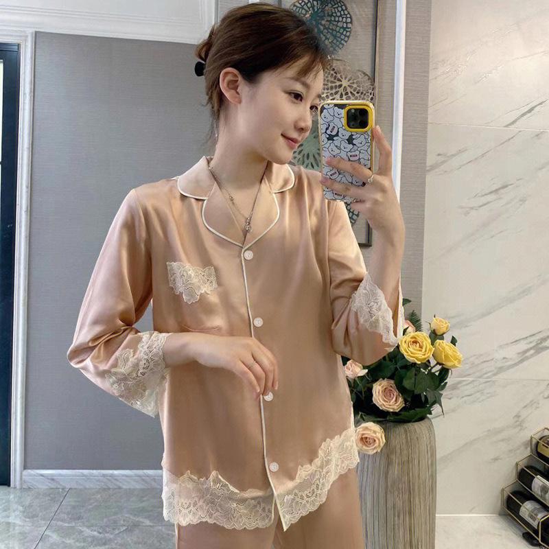 Ice Silk Pajamas Women S Long-Sleeved High-End Lace Lace Girl Style Can Wear Loungewear Outside M
Ice Silk Pajamas Women S Long-Sleeved High-End Lace Lace Girl Style Can Wear Loungewear Outside M