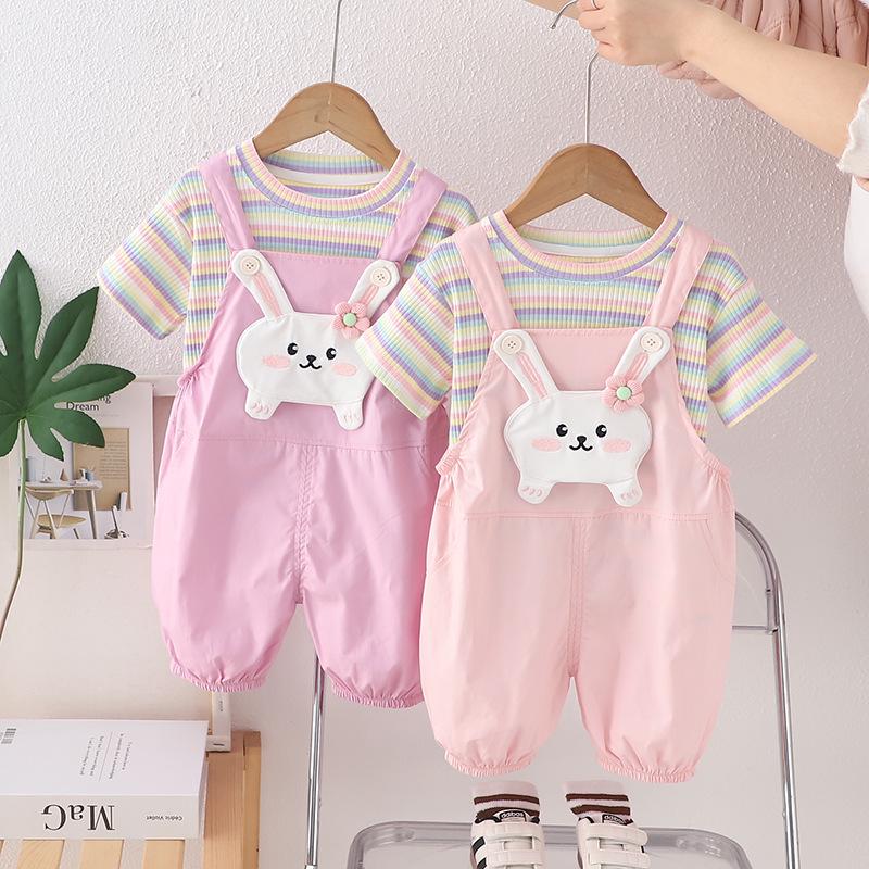 Girls Cute Rabbit Stripe Summer Set: Short Sleeve Shirt & Overalls 80cm-120cm (Set of 5) Фіолетовий
Girls Cute Rabbit Stripe Summer Set: Short Sleeve Shirt & Overalls 80cm-120cm (Set of 5) Фіолетовий